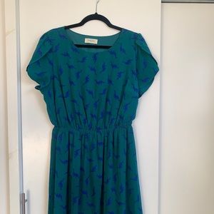 Teal and Blue Dinosaur Dress